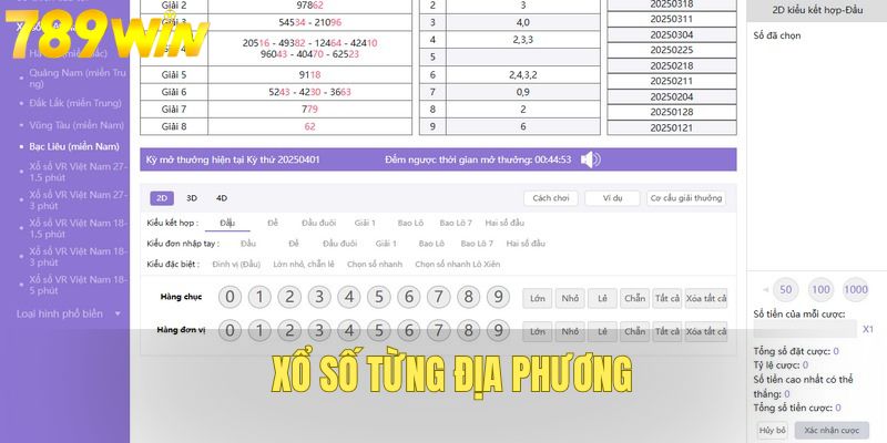 Xổ số miền Nam ghi online theo từng địa phương